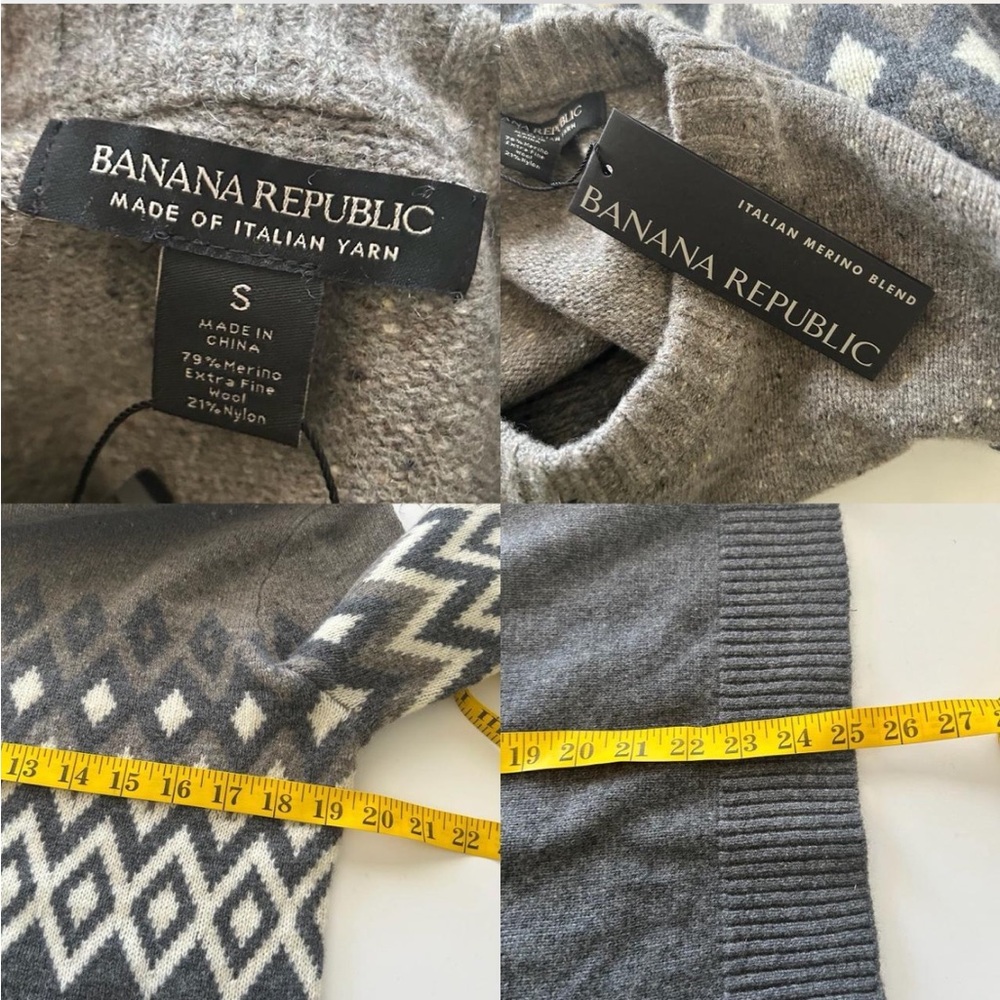 NWT Banana Republic Italian Yarn Fair Isle Crew-Neck Sweater. - Picture 6 of 8